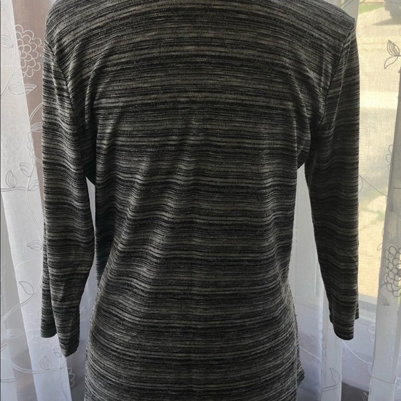 🎄 Denver Hayes black stripe  3/4 sleeve top L - Picture 3 of 7
